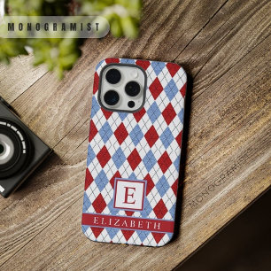 Motif Argyle Personnalisable Blanc Bleu Rouge