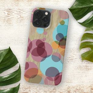 Coque iPhone 16 Pro Max Motif artistique à pois colorés sur un faux grain