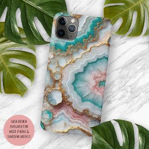 Coque iPhone 16 Pro Max Motif artistique en marbre rose blush bleu turquoi
