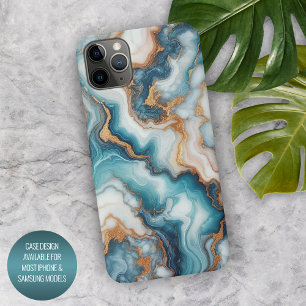 Coque iPhone 16 Pro Max Motif artistique en marbre sarcelle turquoise bleu