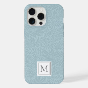 Motif botanique boho bleu élégant avec monogramme