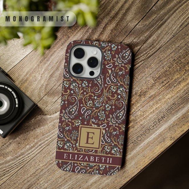 Coque iPhone Motif Brown gris blanc pâtissier personnalisable (Customizable Brown Grey White Paisley Pattern iPhone Case)