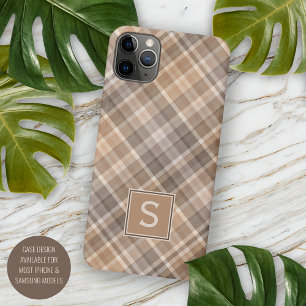 Coque iPhone 16 Pro Max Motif carreaux gingham beige neutre rustique perso