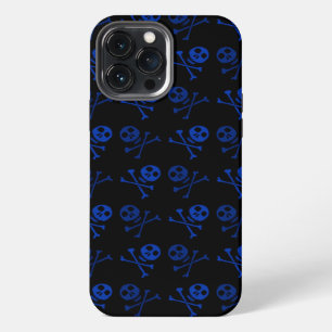 Etui iPhone 13 Pro Max Motif crâne de dessin animé noir et bleu