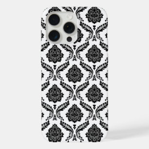 Motif Damassé Rococo Noir sur Blanc