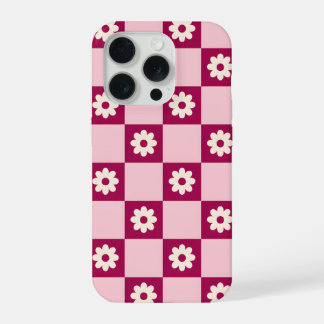 Motif damier Marguerite rose