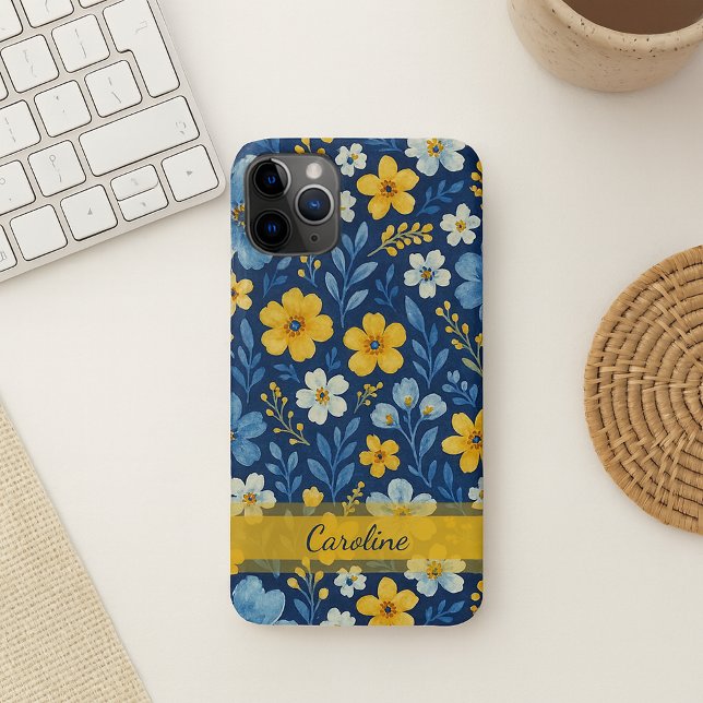 Coque iPhone Motif d'art floral méditerranéen classique (Créateur téléchargé)