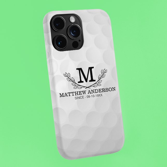 Coque iPhone Motif de balle de golf personnalisé Nom Monogramme (Créateur téléchargé)