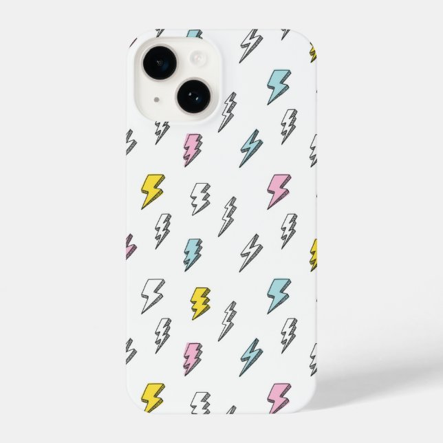 Coque iPhone Motif de boulon de foudre à doodle mignon (Verso)
