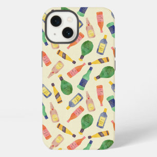 Etui iPhone 13 Motif de bouteille de liqueur à l'aquarelle