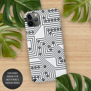 Coque iPhone 16 Pro Max Motif de carte de circuit imprimé rétro noir moder