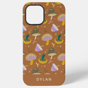 Coque iPhone 12 Pro Max Motif de champignon mignon automne or personnalisé