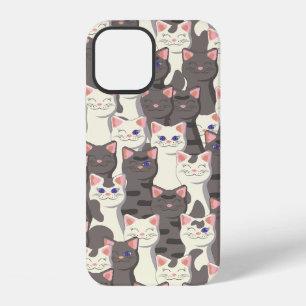Coque iPhone 12 Motif de chats blancs et gris