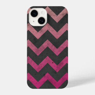 Coque Pour iPhone 14 Motif de chevron gris foncé rose magenta