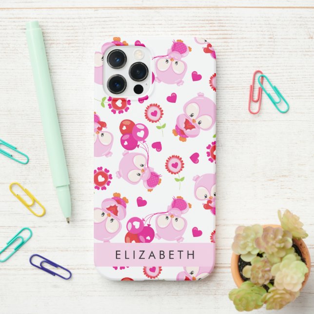 Coque iPhone Motif De Chouettes, Chouettes Mignonnes, Chouettes (Sur le bureau)