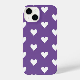 Coque Pour iPhone 14 Motif de coeur moderne violet blanc