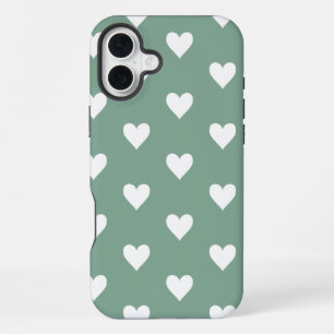 Coque iPhone 16 Plus Motif de cœur vert sauge