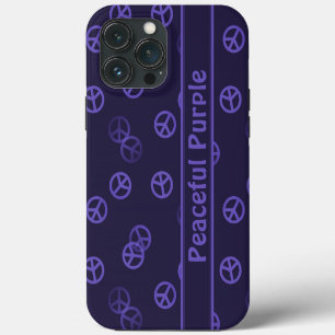 Etui iPhone 13 Pro Max Motif de connexion de paix violet avec texte perso