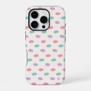 Coque iPhone 16 Pro Motif de donuts rose sarcelle violet personnalisé