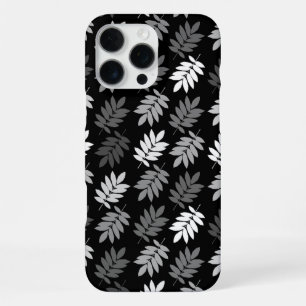 Coque iPhone 16 Pro Max Motif de feuille aînée noir blanc gris
