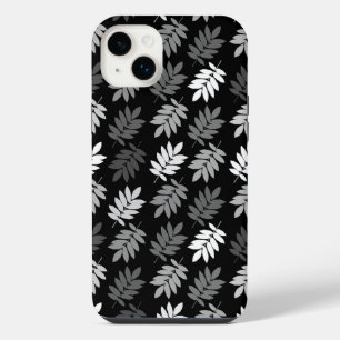 Motif de feuille aînée noir blanc gris