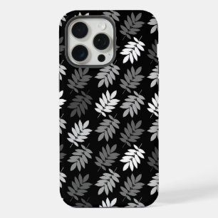 Motif de feuille aînée noir blanc gris