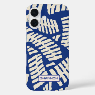 Coque iphone Motif de feuille bleue personnalisé