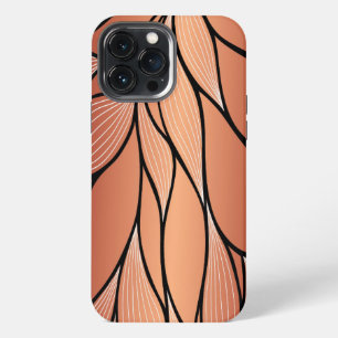 Etui iPhone 13 Pro Max Motif de feuilles en bronze cuivré rustique