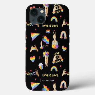Etui iPhone 13 Motif de fierté arc-en-ciel LGBTQ   Monogramme