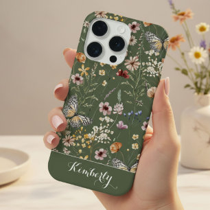 Motif de fleurs sauvages aquarelle vert forêt Nom