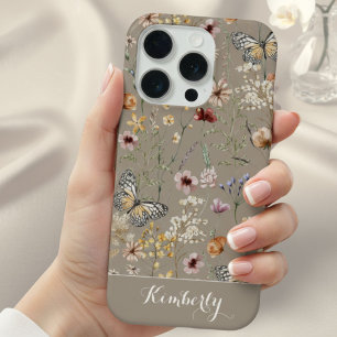 Motif de fleurs sauvages aquarelles Taupe Nom