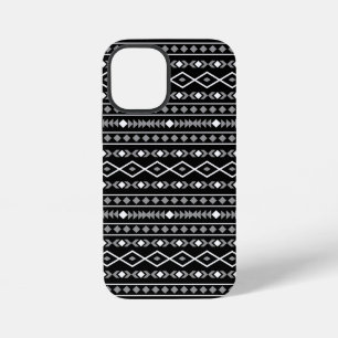 Coque iPhone 12 Mini Motif de formes aztèques gris blanc noir