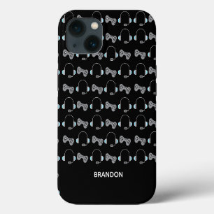 Etui iPhone 13 Motif de jeu personnalisé Cool Gamer Noir