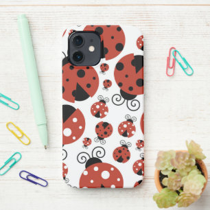 Coque iPhone 12 Motif De Ladybugs, Mignons Ladybugs, Red Ladybugs