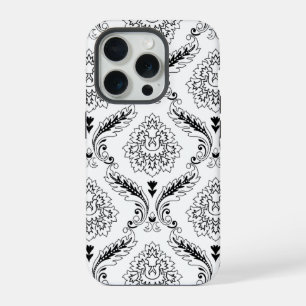 Motif de ligne damassé Rococo noir sur blanc
