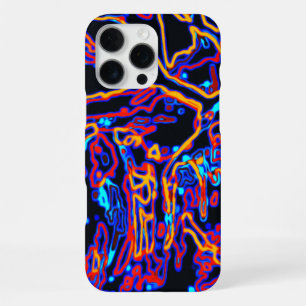 Coque iPhone 16 Pro Max Motif de ligne incurvée néon vibrant multicolore