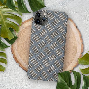 Coque iPhone 16 Pro Max Motif de marches en acier usé gris bleu marron