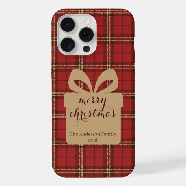 Coque iPhone Motif de Noël Rouge Plaid - (Verso)