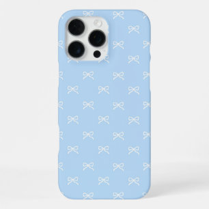 Coque iPhone 16 Pro Max Motif de nœud bleu Coquette Féminin Printemps Été