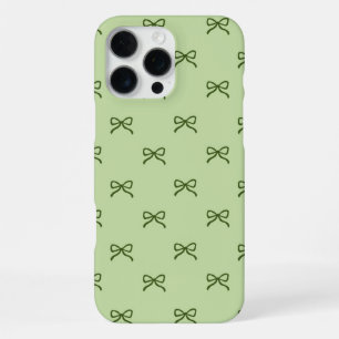 Coque iPhone 16 Pro Max Motif de nœud vert Coquette Féminin Printemps Été