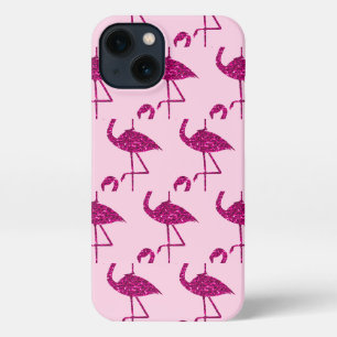 Etui iPhone 13 Motif de paillettes scintillantes rose flamant