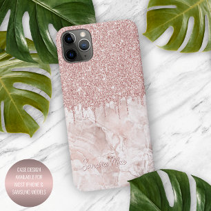 Coque iPhone 11Pro Max Motif de Parties scintillant en or rose rose pâle 