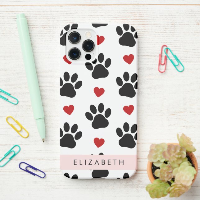 Coque iPhone Motif De Pâtes, Pâtes Noires, Coeurs Rouges, Votre (Sur le bureau)