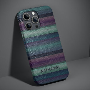 Coque iPhone 16 Pro Max Motif de rayure en cuir artistique classe Cool