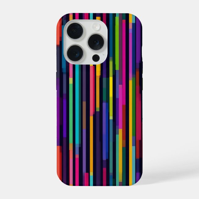 Coque iPhone Motif de rayure verticale néon (Verso)