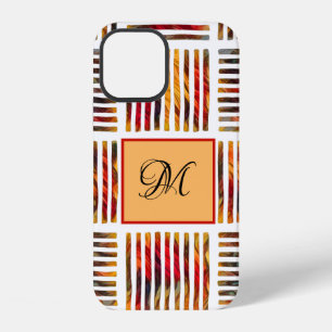 Coque iPhone 12 Motif de rayures artistiques à l'aquarelle moderne