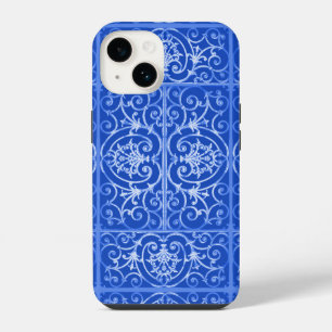 Coque Pour iPhone 14 Motif de rinceaux bleu royal