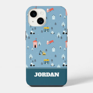 Coque Pour iPhone 14 Motif de scène de ville de doodle mignon