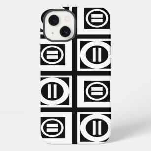 Etui iPhone 13 Motif de signe égal géométrique blanc sur noir