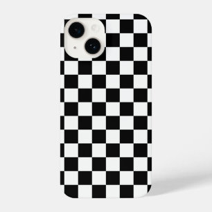 Coque Pour iPhone 14 Motif de tableau de bord de À damiers moderne noir